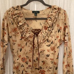 Lauren Jeans Co floral top, BOHO, sz M